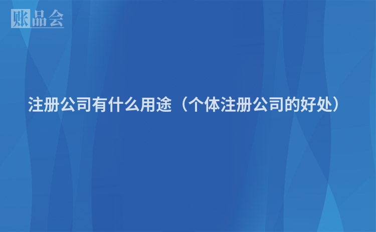 注册公司有什么用途（个体注册公司的好处）