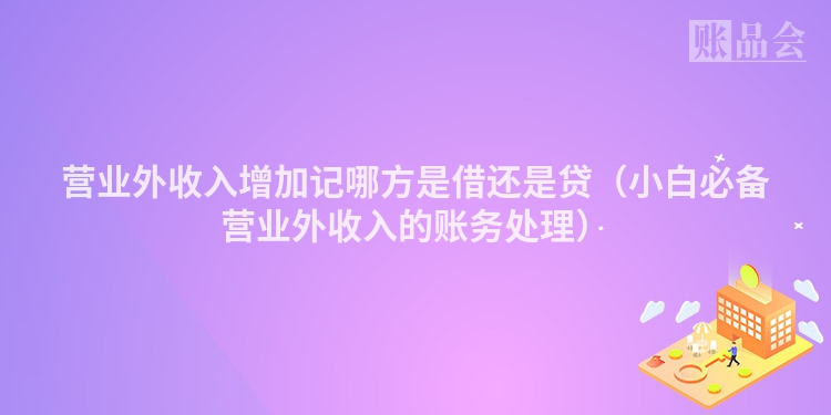 营业外收入增加记哪方是借还是贷（小白必备营业外收入的账务处理）