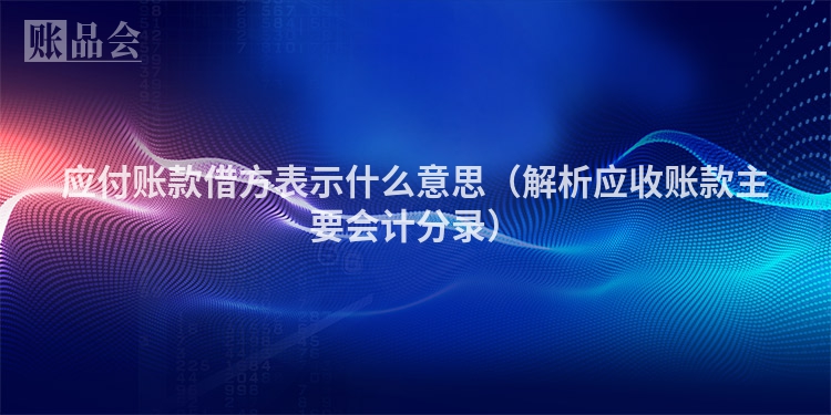 应付账款借方表示什么意思（解析应收账款主要会计分录）