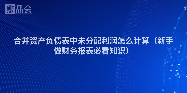 合并资产负债表中未分配利润怎么计算（新手做财务报表必看知识）