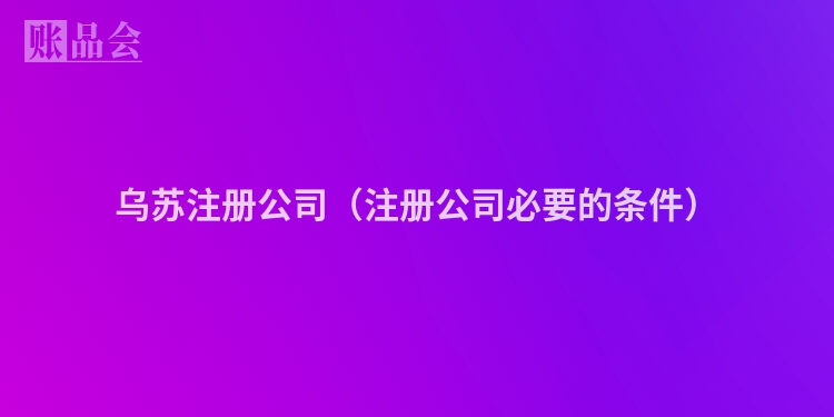 乌苏注册公司（注册公司必要的条件）