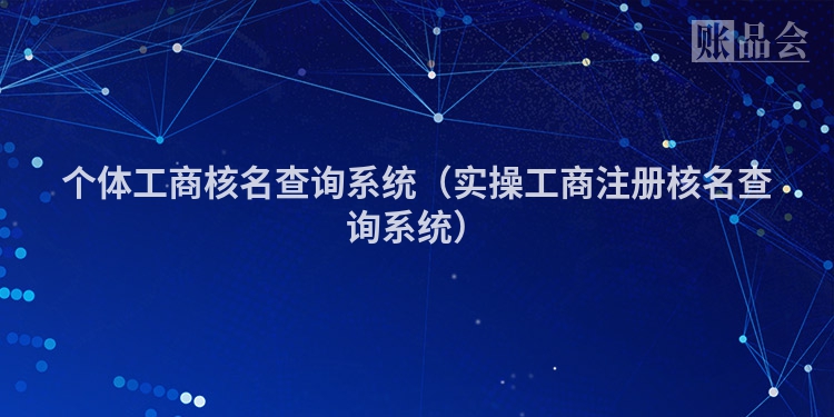 个体工商核名查询系统(实操工商注册核名查询系统)