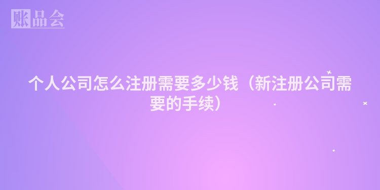 个人公司怎么注册需要多少钱（新注册公司需要的手续）