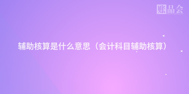 辅助核算是什么意思（会计科目辅助核算）