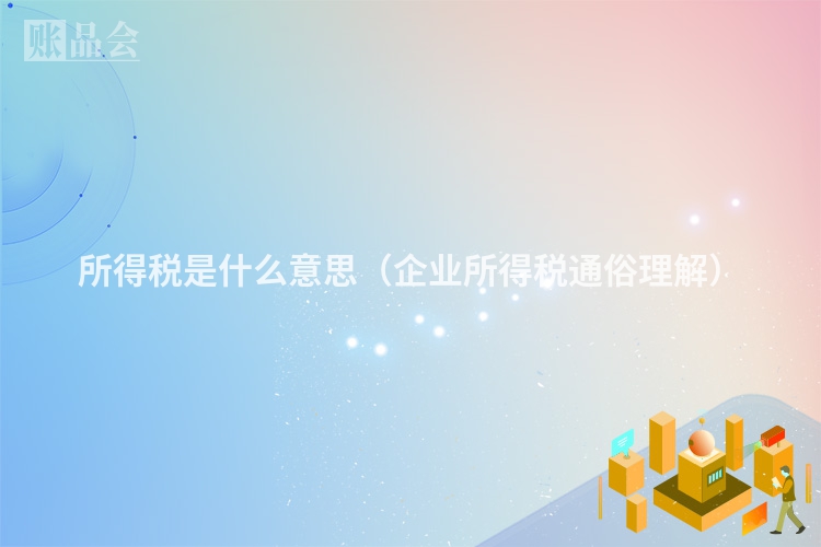 所得税是什么意思（企业所得税通俗理解）