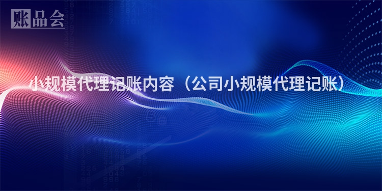 小规模代理记账内容（公司小规模代理记账）