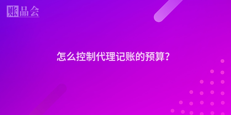 怎么控制代理记账的预算？