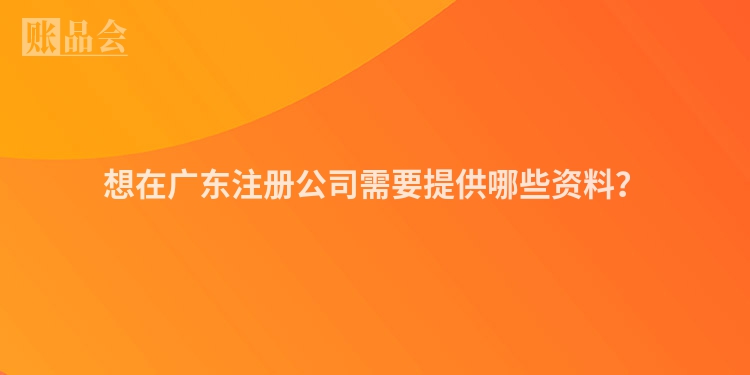 想在广东注册公司需要提供哪些资料？