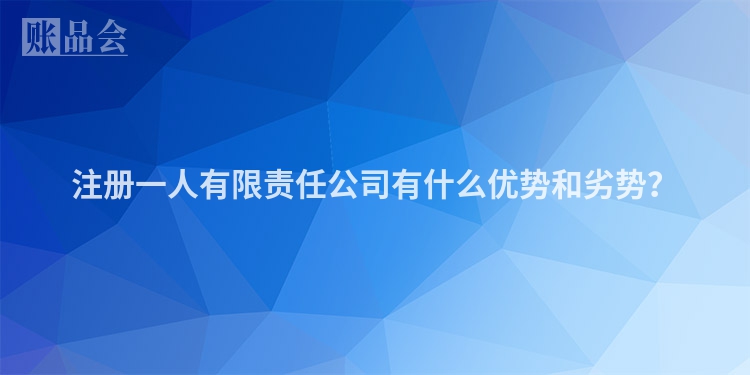 注册一人有限责任公司有什么优势和劣势？