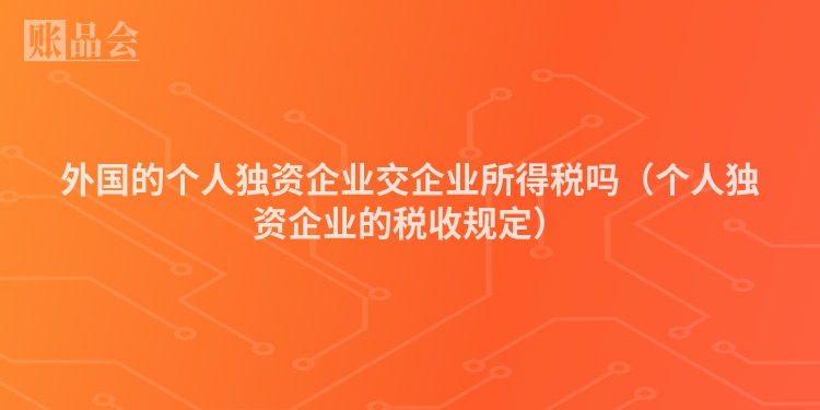 外国的个人独资企业交企业所得税吗（个人独资企业的税收规定）