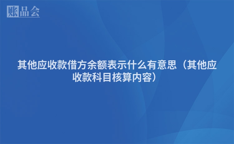 其他应收款借方余额表示什么有意思（其他应收款科目核算内容）