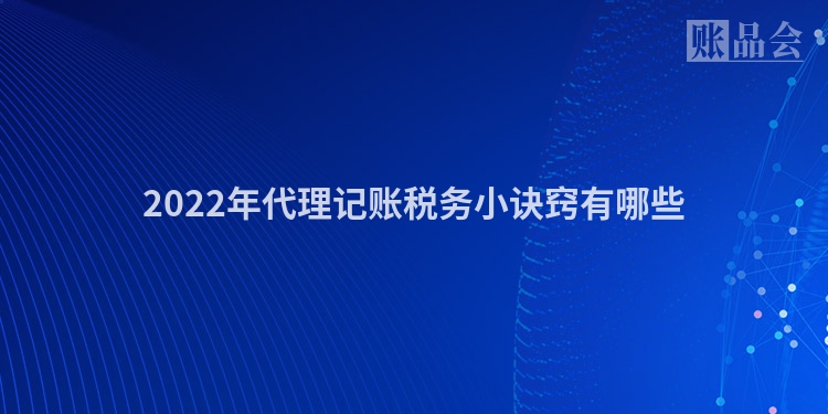 2022年代理记账税务小诀窍有哪些