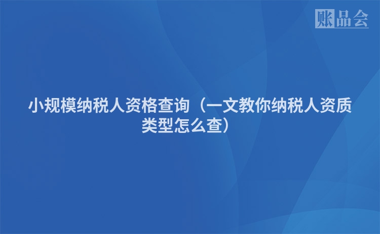 小规模纳税人资格查询(一文教你纳税人资质类型怎么查)