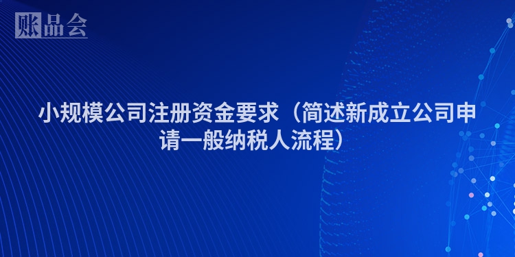 小规模公司注册资金要求（简述新成立公司申请一般纳税人流程）