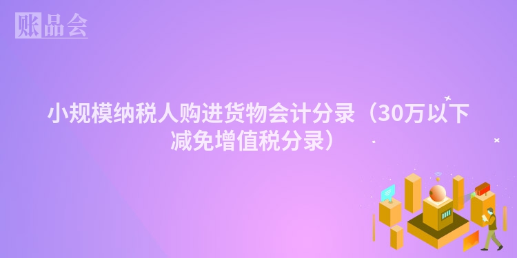 小规模纳税人购进货物会计分录（30万以下减免增值税分录）