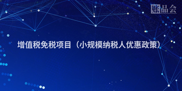 增值税免税项目（小规模纳税人优惠政策）