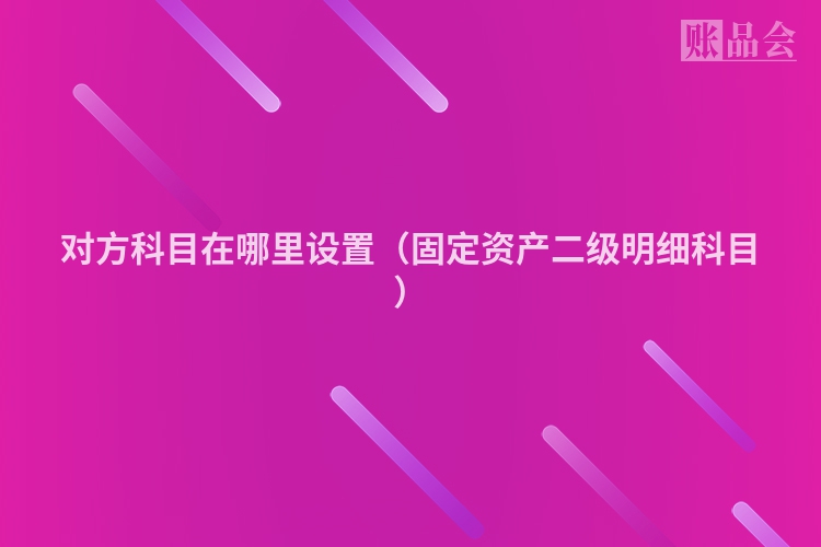 对方科目在哪里设置（固定资产二级明细科目）