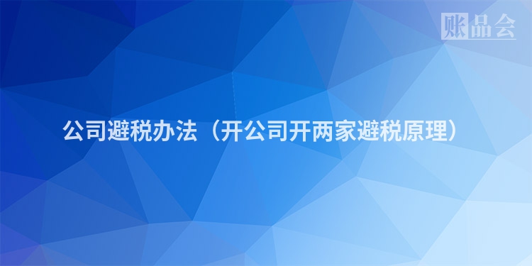 公司避税办法（开公司开两家避税原理）