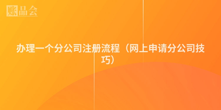 办理一个分公司注册流程（网上申请分公司技巧）