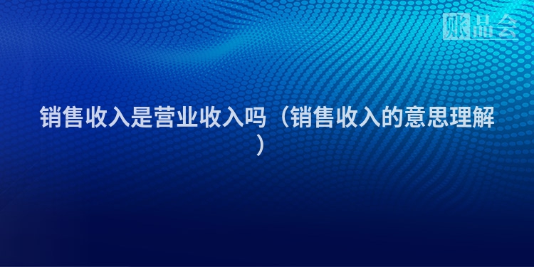 销售收入是营业收入吗（销售收入的意思理解）